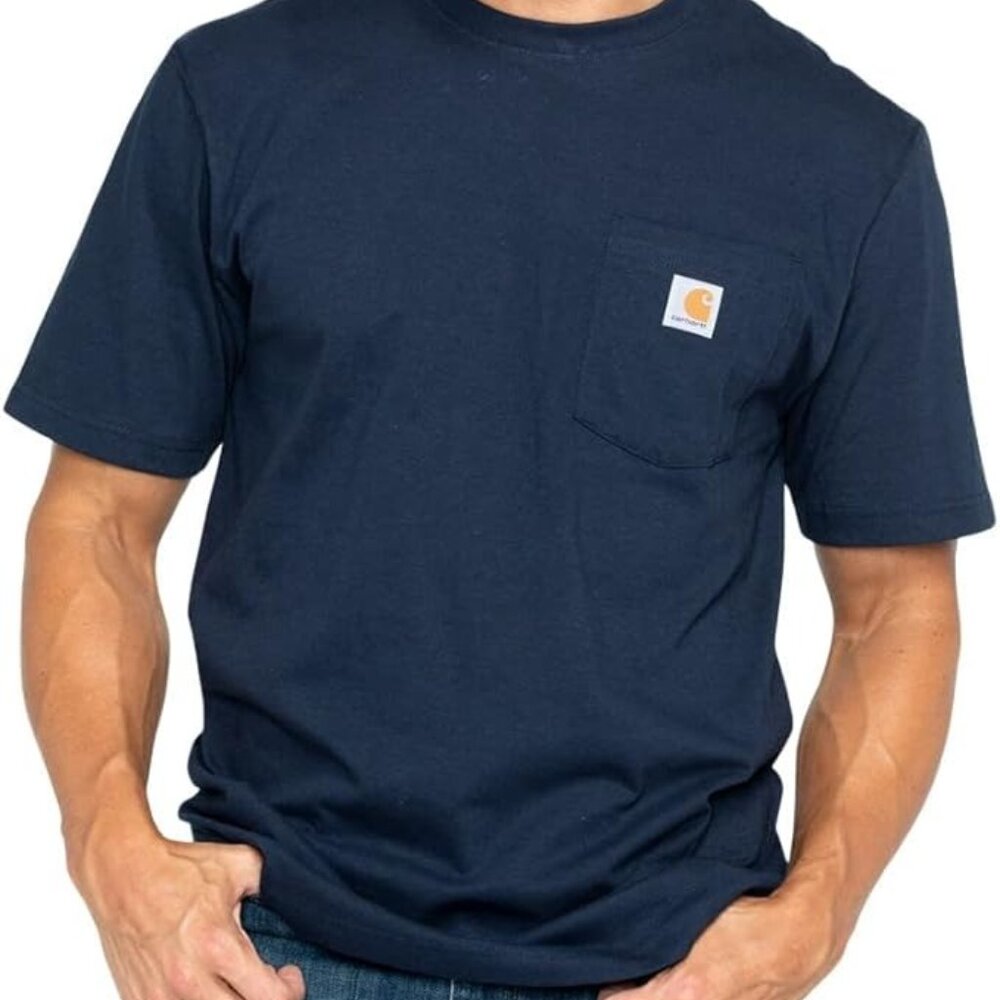 Carhartt Men's Loose Fit Heavyweight Short-Sleeve Pocket T-Shirt (Navy)